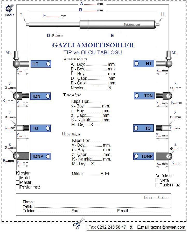 Sipari Formu - Fiyat teklifi iin; Fax: 0212 245 58 47  E.mail: texma@mynet.com